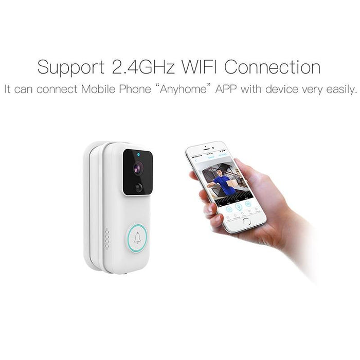 720P Smart Wifi Video Visual Doorbell Support App Remote & Pir Detection & Tf Card White