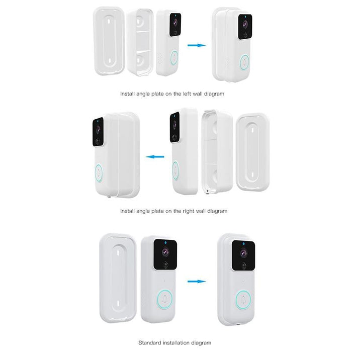 720P Smart Wifi Video Visual Doorbell Support App Remote & Pir Detection & Tf Card White