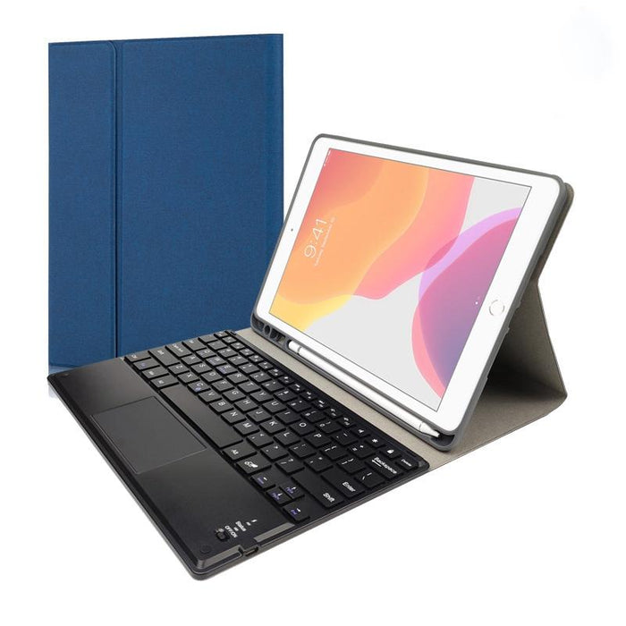 Detachable Magnetic Plastic Bluetooth Keyboard With Touchpad & Silk Pattern Tpu Tablet Case For Ipad 10.2 With Pen Slot & Bracket