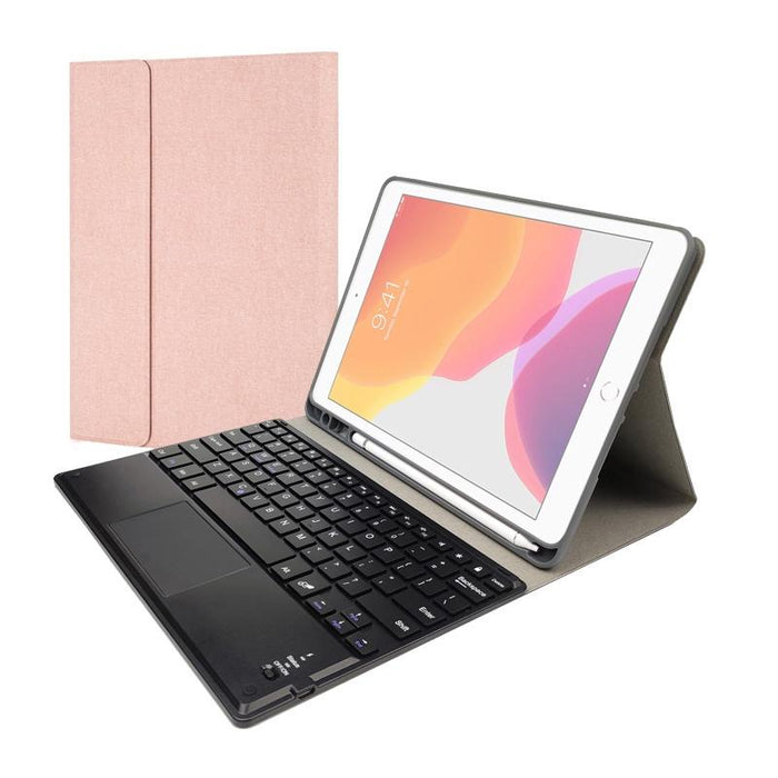 Detachable Magnetic Plastic Bluetooth Keyboard With Touchpad & Silk Pattern Tpu Tablet Case For Ipad 10.2 With Pen Slot & Bracket