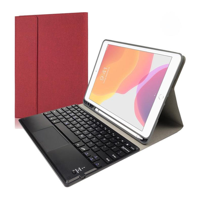 Detachable Magnetic Plastic Bluetooth Keyboard With Touchpad & Silk Pattern Tpu Tablet Case For Ipad 10.2 With Pen Slot & Bracket