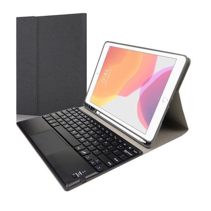 Detachable Magnetic Plastic Bluetooth Keyboard With Touchpad & Silk Pattern Tpu Tablet Case For Ipad 10.2 With Pen Slot & Bracket