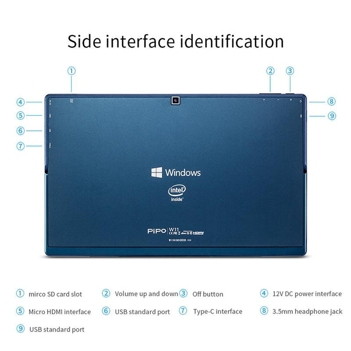 11.6 2 In 1 Tablet Pc 8Gb 128Gb 512Gb Ssd Win 10 Quad Core Keyboard Stylus Dual Band Wifi Bt Micro Sd