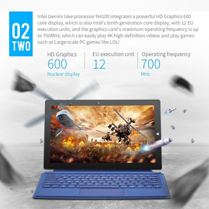 11.6 2 In 1 Tablet Pc 8Gb 128Gb Windows 10 Quad Core Dual Band Wifi Bluetooth