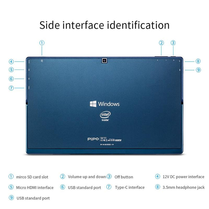 11.6 2 In 1 Tablet Pc 8Gb 128Gb 128Gb Ssd Win 10 Intel Quad Core Dual Band Wifi Bt Micro Sd