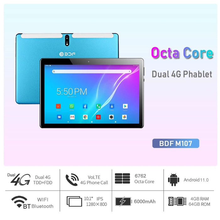 10.1 4G Tablet Pc 4Gb 64Gb Android 11 Octa Core Dual Sim Bluetooth Wifi Gps