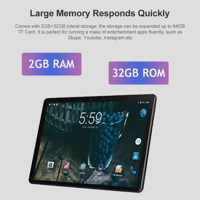 10.1 3G Tablet Pc 2Gb 32Gb Android 9.0 Octa Core Dual Sim Bluetooth Wifi Gps