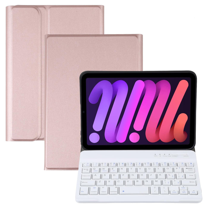 Detachable Lambskin Texture Ultra-Thin Tpu Bluetooth Keyboard Leather Tablet Case With Stand For Ipad Mini 6