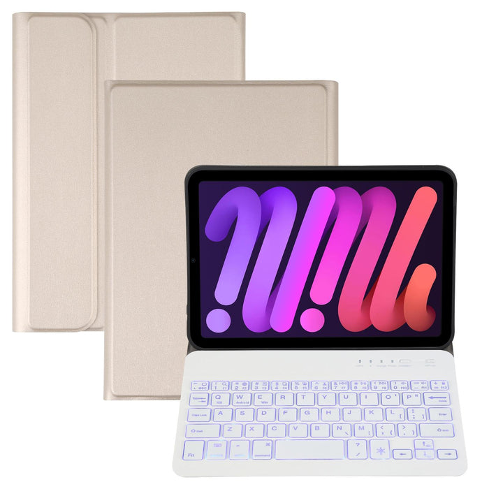 Detachable Lambskin Texture Ultra-Thin Tpu Backlight Bluetooth Keyboard Leather Tablet Case With Stand For Ipad Mini 6