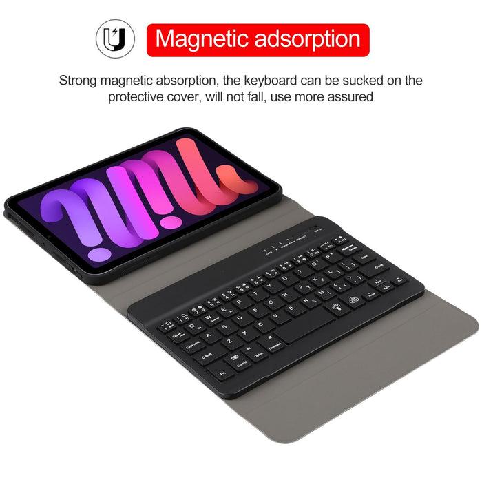 Detachable Lambskin Texture Ultra-Thin Tpu Backlight Bluetooth Keyboard Leather Tablet Case With Stand For Ipad Mini 6