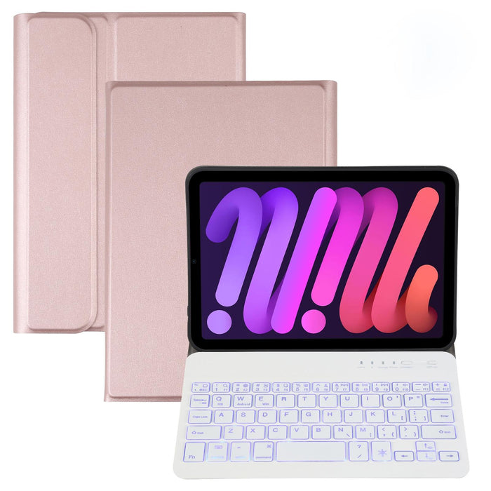 Detachable Lambskin Texture Ultra-Thin Tpu Backlight Bluetooth Keyboard Leather Tablet Case With Stand For Ipad Mini 6