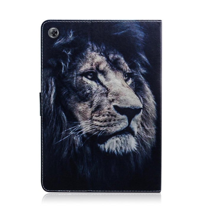 For Huawei Mediapad M5 Lite 10.1 With Holder & Card Slot & Wallet Lion Pattern Horizontal Flip Leather Case