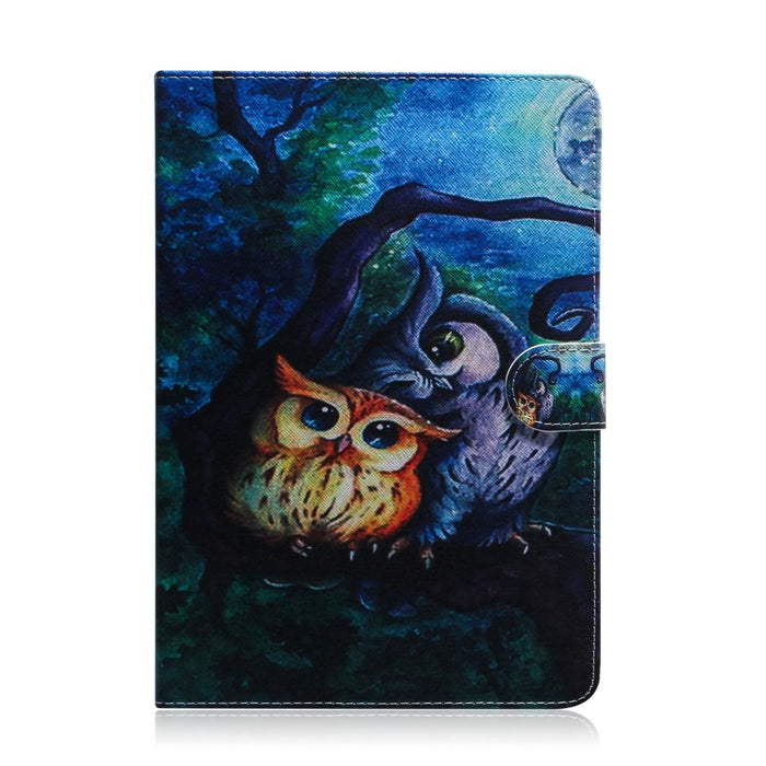 For Huawei Mediapad M5 Lite 10.1 With Holder & Card Slot & Wallet Oil Owl Pattern Horizontal Flip Leather Case