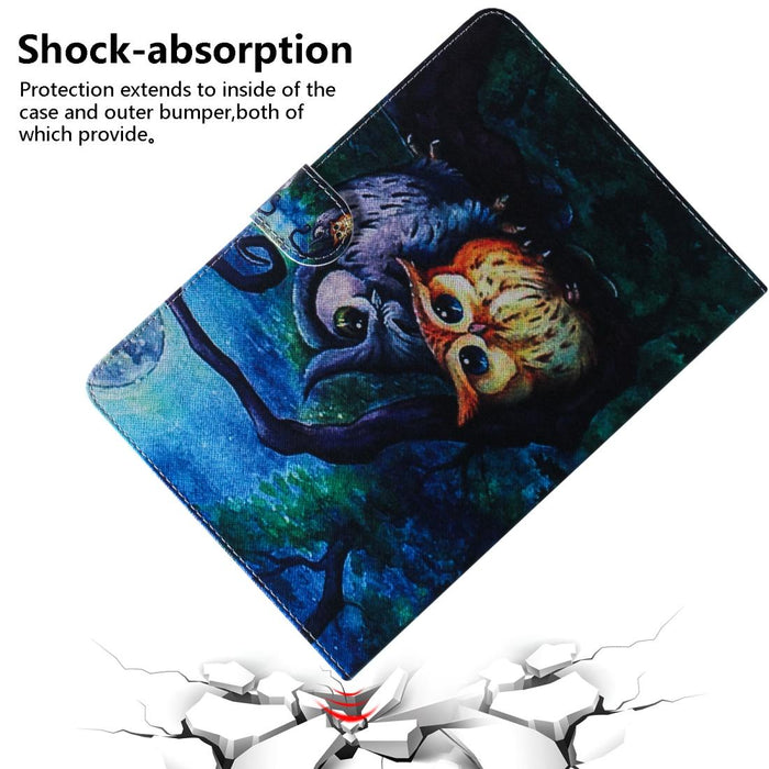 For Huawei Mediapad M5 Lite 10.1 With Holder & Card Slot & Wallet Oil Owl Pattern Horizontal Flip Leather Case