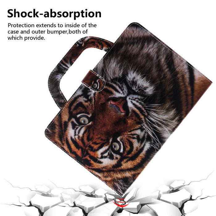 For Huawei Mediapad T5 With Holder & Card Slot & Wallet Tiger Pattern Horizontal Flip Leather Case