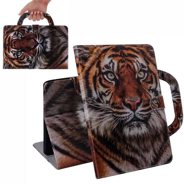 For Huawei Mediapad T5 With Holder & Card Slot & Wallet Tiger Pattern Horizontal Flip Leather Case