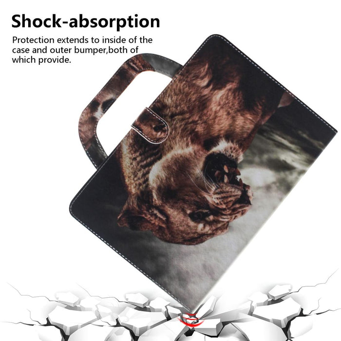 For Huawei Mediapad T5 With Holder & Card Slot & Wallet Lion Pattern Horizontal Flip Leather Case