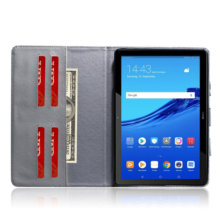For Huawei Mediapad T5 With Holder & Card Slot & Wallet Lion Pattern Horizontal Flip Leather Case