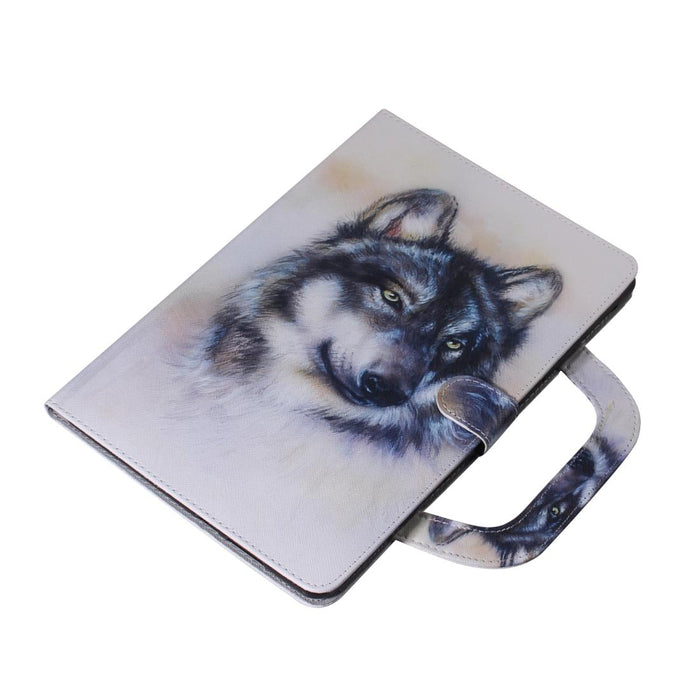 For Huawei Mediapad M5 Lite 10 With Holder & Card Slot & Wallet Wolf Pattern Horizontal Flip Leather Case