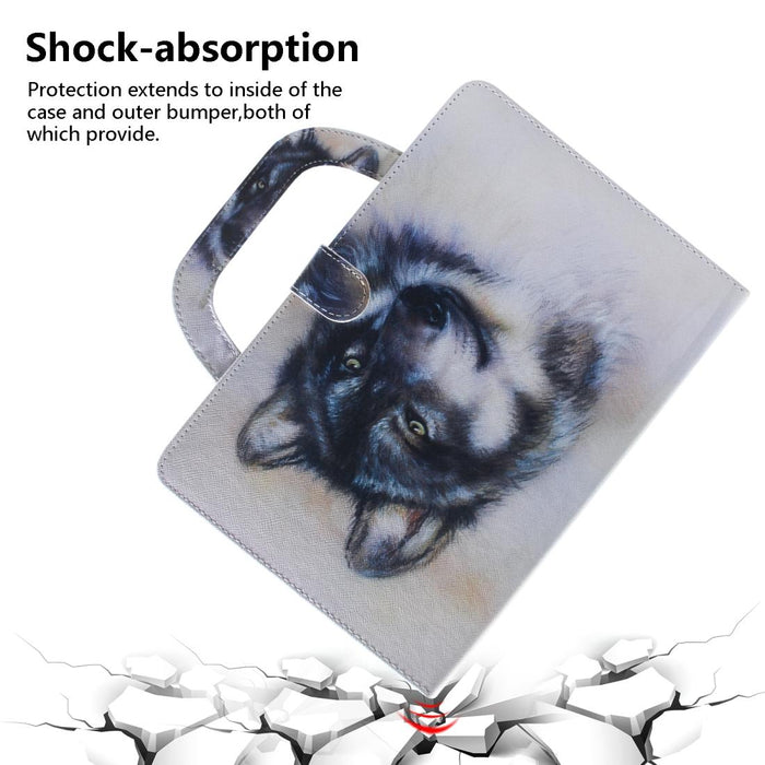 For Huawei Mediapad M5 Lite 10 With Holder & Card Slot & Wallet Wolf Pattern Horizontal Flip Leather Case