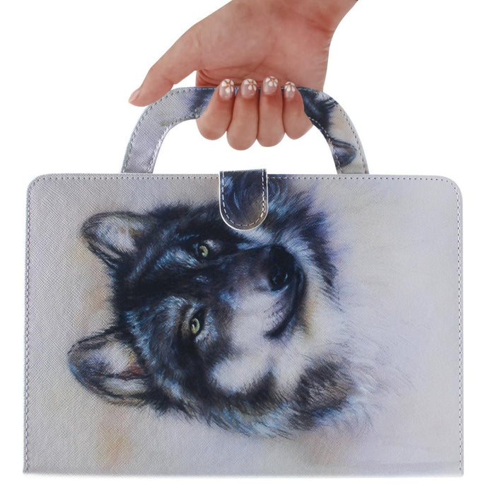 For Huawei Mediapad M5 Lite 10 With Holder & Card Slot & Wallet Wolf Pattern Horizontal Flip Leather Case