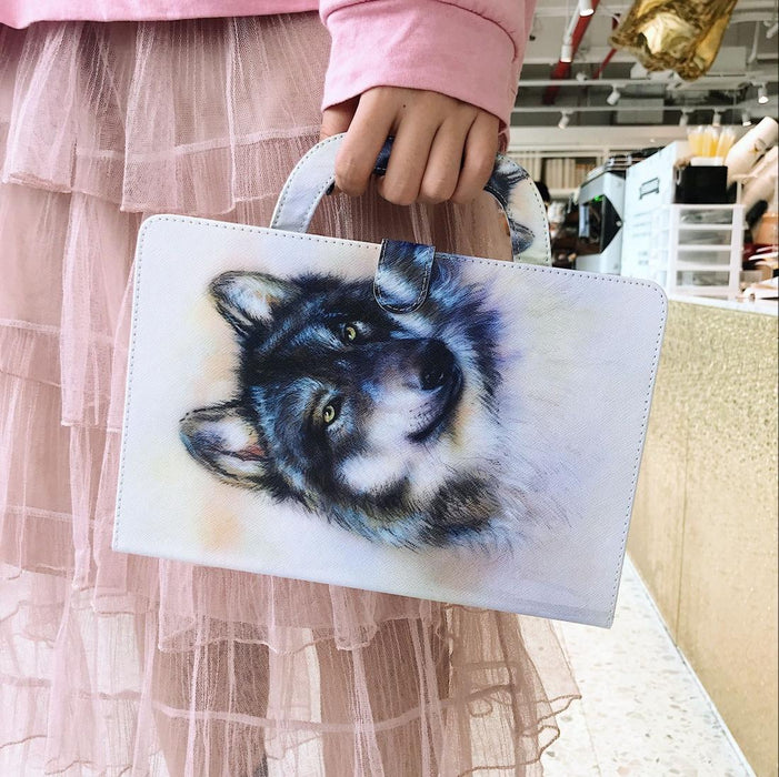 For Huawei Mediapad M5 Lite 10 With Holder & Card Slot & Wallet Wolf Pattern Horizontal Flip Leather Case