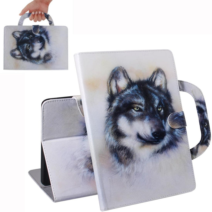 For Huawei Mediapad M5 Lite 10 With Holder & Card Slot & Wallet Wolf Pattern Horizontal Flip Leather Case