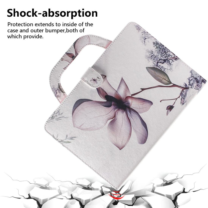 For Huawei Mediapad M5 Lite 10 With Holder & Card Slot & Wallet Magnolia Pattern Horizontal Flip Leather Case