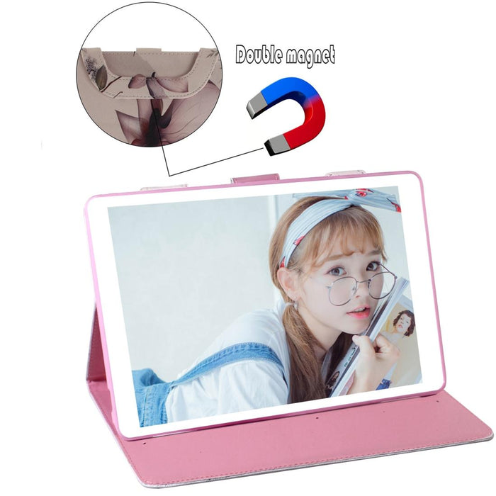 For Huawei Mediapad M5 Lite 10 With Holder & Card Slot & Wallet Magnolia Pattern Horizontal Flip Leather Case