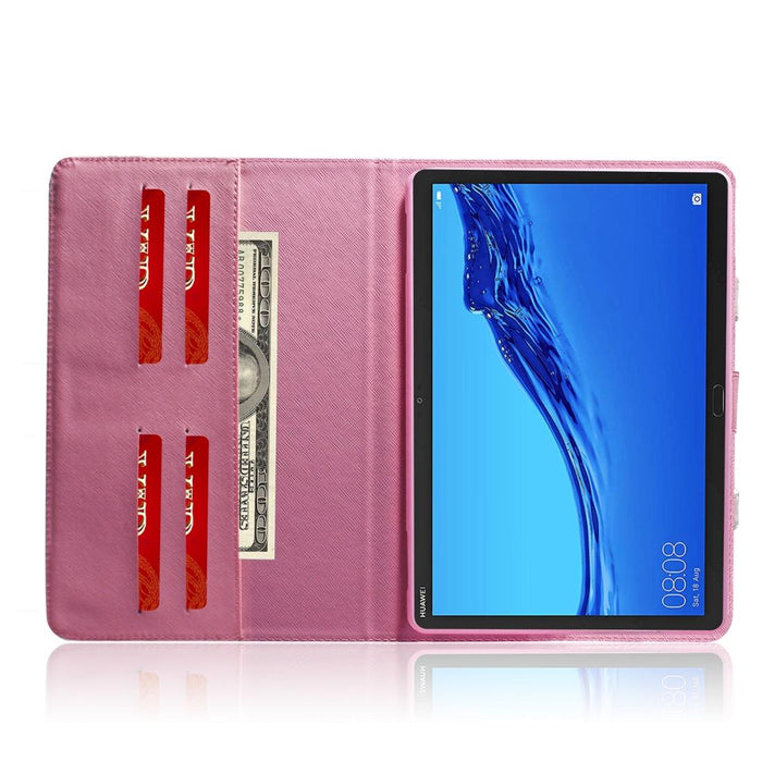 For Huawei Mediapad M5 Lite 10 With Holder & Card Slot & Wallet Magnolia Pattern Horizontal Flip Leather Case