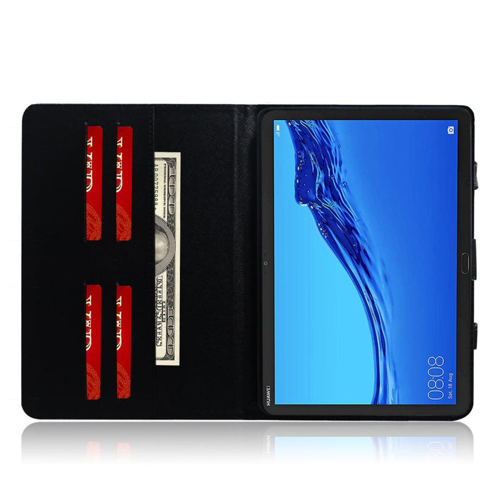 For Huawei Mediapad M5 Lite 10 With Holder & Card Slot & Wallet White Tiger Pattern Horizontal Flip Leather Case