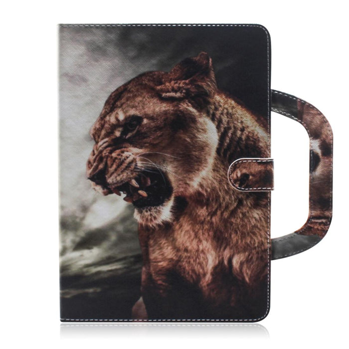 For Huawei Mediapad M5 Lite 10 With Holder & Card Slot & Wallet Lion Pattern Horizontal Flip Leather Case
