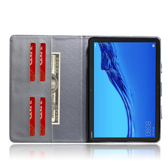 For Huawei Mediapad M5 Lite 10 With Holder & Card Slot & Wallet Lion Pattern Horizontal Flip Leather Case