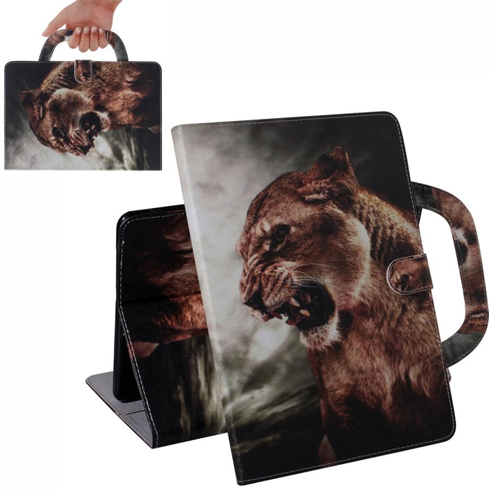 For Huawei Mediapad M5 Lite 10 With Holder & Card Slot & Wallet Lion Pattern Horizontal Flip Leather Case