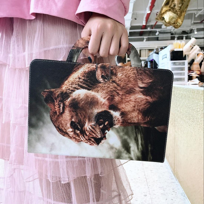 For Huawei Mediapad M5 Lite 10 With Holder & Card Slot & Wallet Lion Pattern Horizontal Flip Leather Case