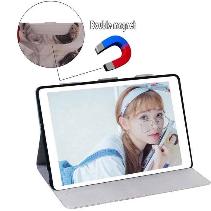 For Huawei Mediapad M5 Lite 10 With Holder & Card Slot & Wallet Pug Pattern Horizontal Flip Leather Case