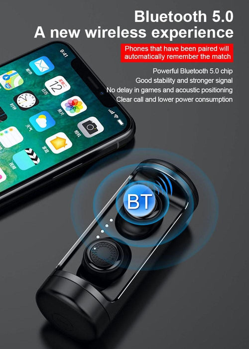 Q63 Tws Wireless Bluetooth Waterproof Earbuds 3D Stereo Earphones With Charging Base Case