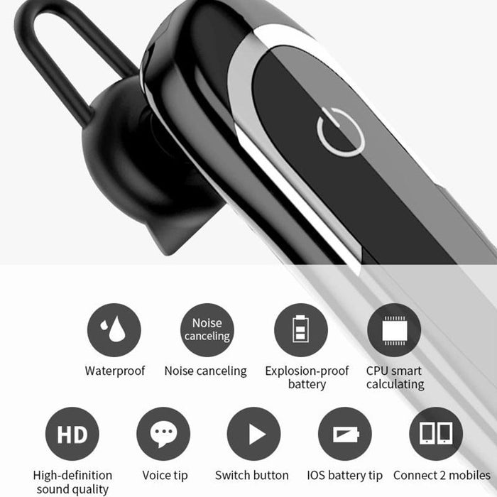 D5 Hanging Ear Type Business Bluetooth Waterproof Anti-Sweat Noise Cancelling Hifi Sound Earphone