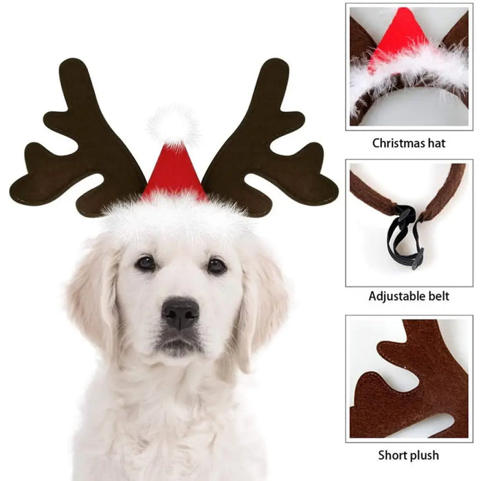 Adjustable Elastic Strap Reindeer Headwear Costumes For Dogs