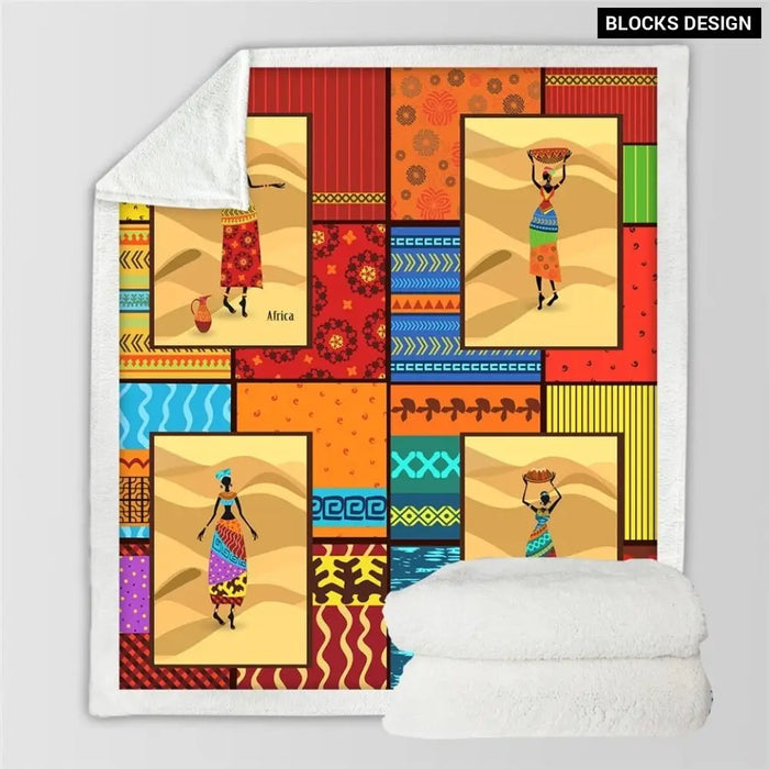 African Sherpa Blanket People Woman linen Sun Desert