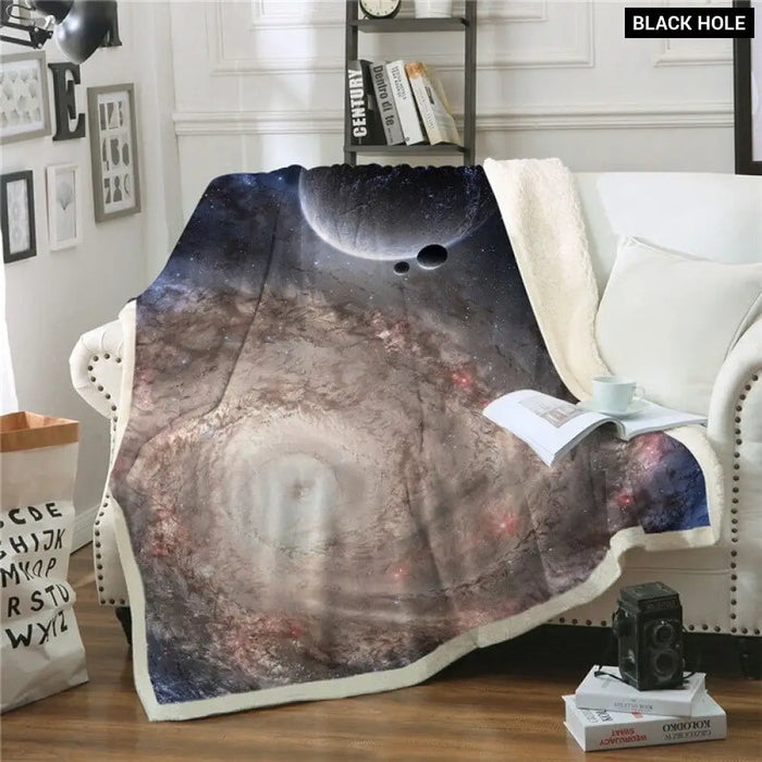 Amazing Galaxy Sherpa Blanket Universe Print Plush Throw