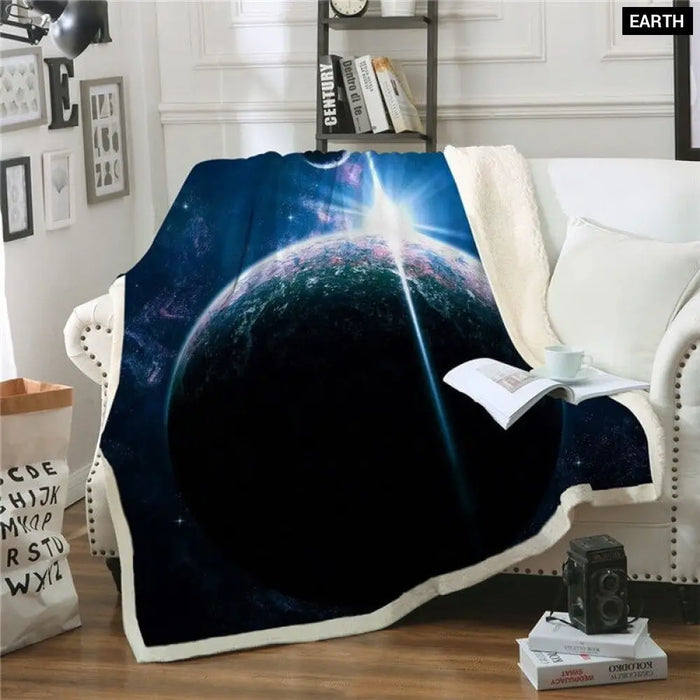 Amazing Galaxy Sherpa Blanket Universe Print Plush Throw