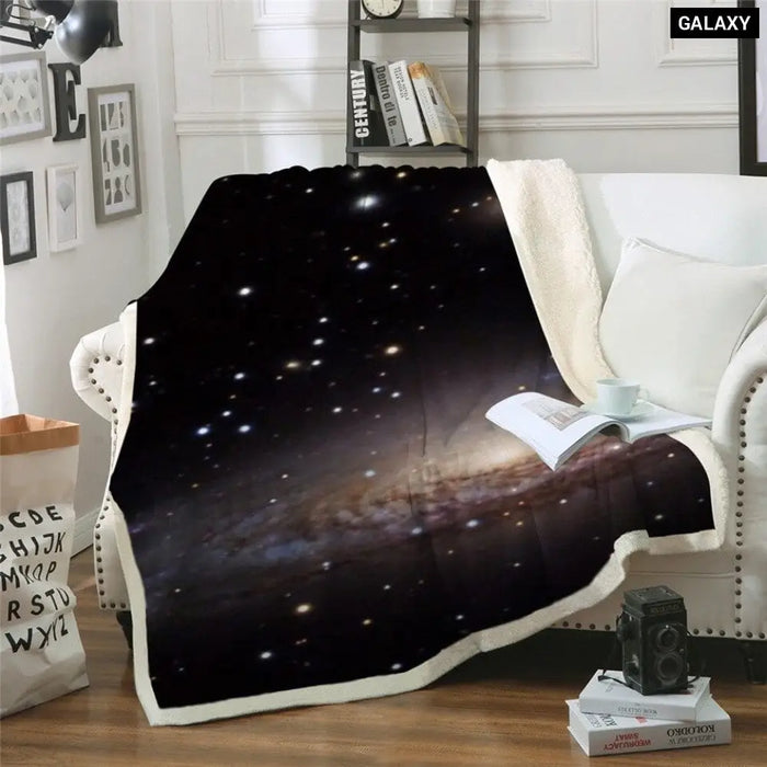 Amazing Galaxy Sherpa Blanket Universe Print Plush Throw