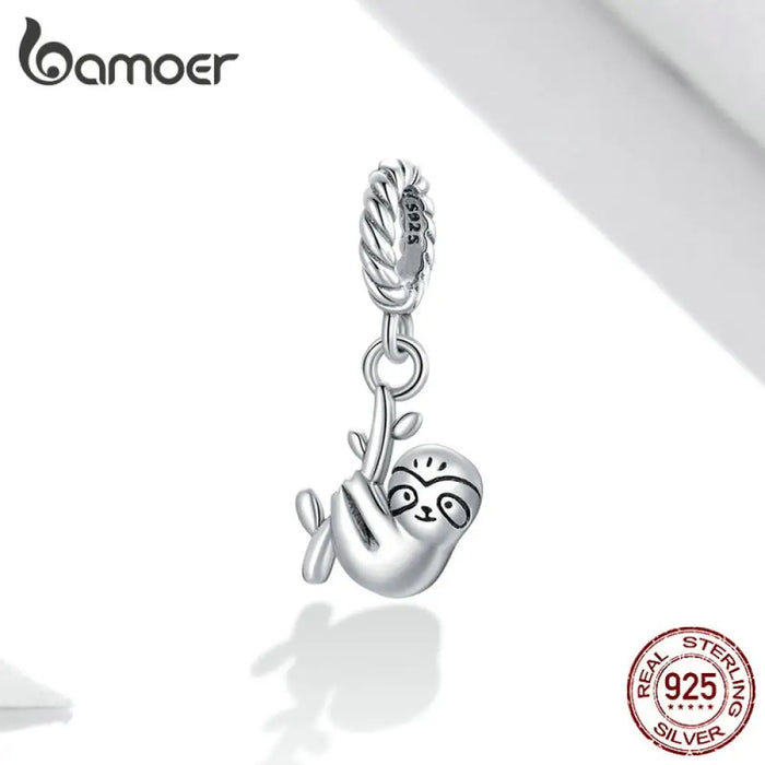 Animal 925 Sterling Silver Cute Little Sloth Charm Fit Women