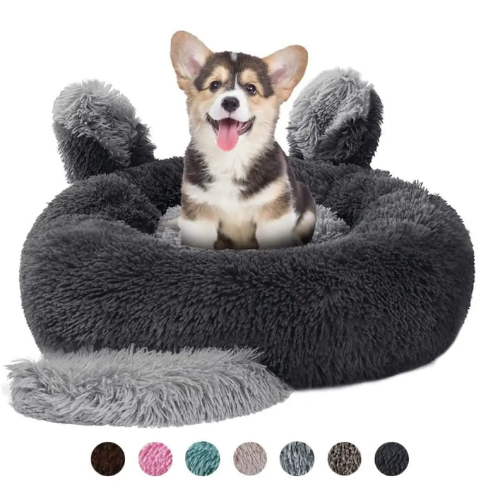 Anti Anxiety Fluffy Washable Calming Round Donut Pet Bed