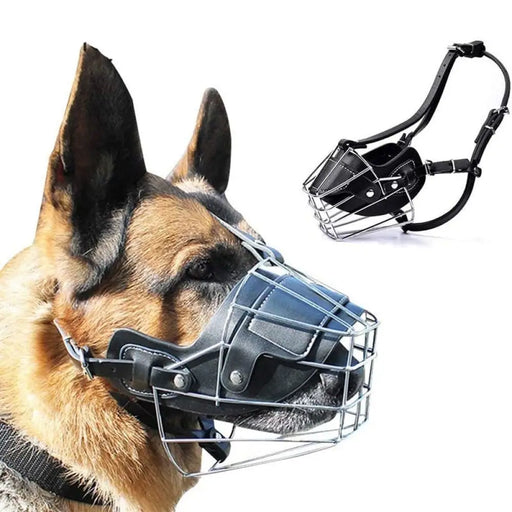 Anti-bite Adjustable Leather Straps Pet Wire Mouth Cover For