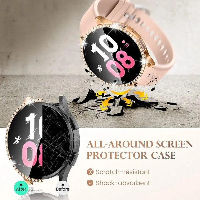 Anti-fall Diamond Case+screen Protector Glass For Samsung