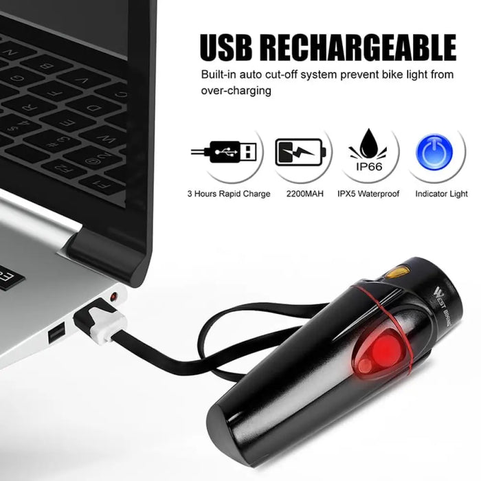 Anti-glare Usb Rechargeable Bike Front And Rear Light