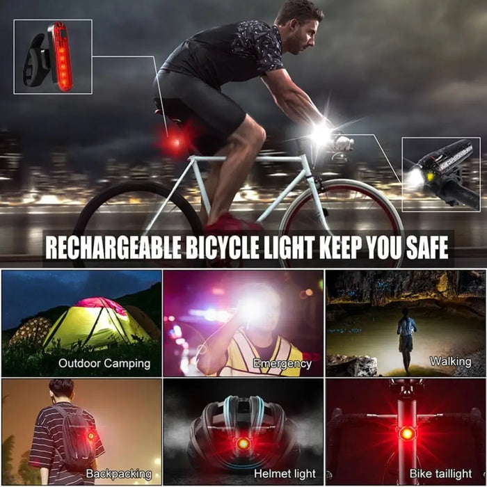 Anti-glare Usb Rechargeable Bike Front And Rear Light