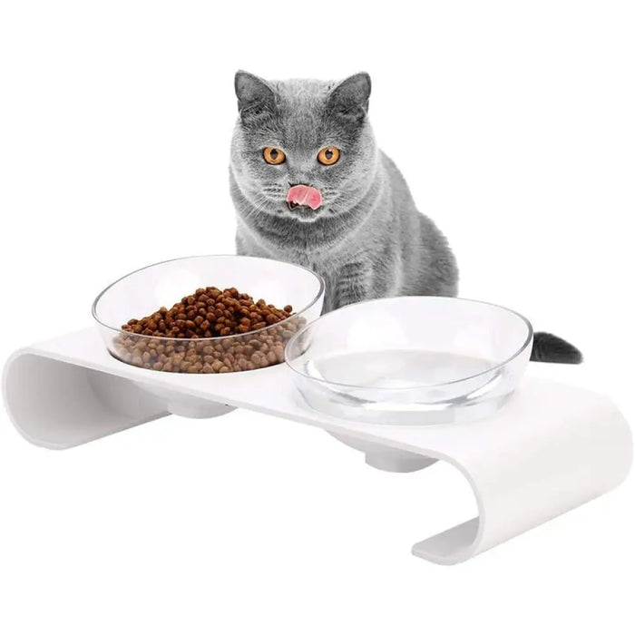 Anti-skid Removable 15° Tilted Raised Food Water Cat Bowl